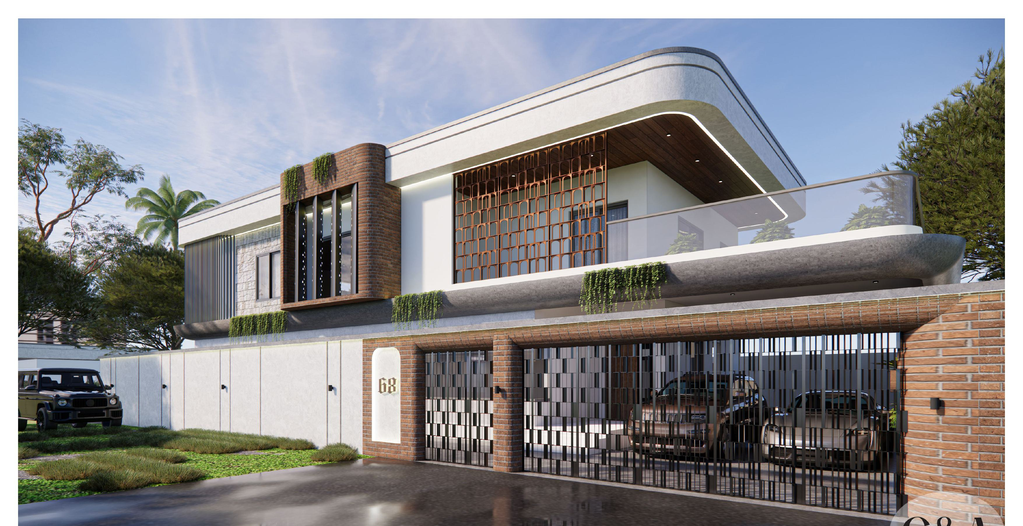 Elevation of the residential house built by Narpavi, a Construction Company in Coimbatore