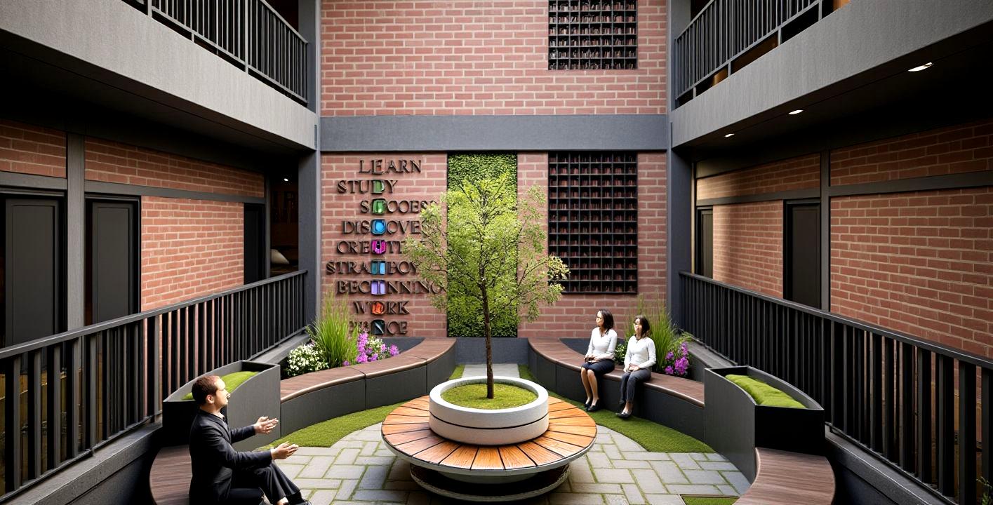 Landscaped central courtyard at Birla Open Minds School in Coimbatore by Narpavi Property Developers Pvt Ltd