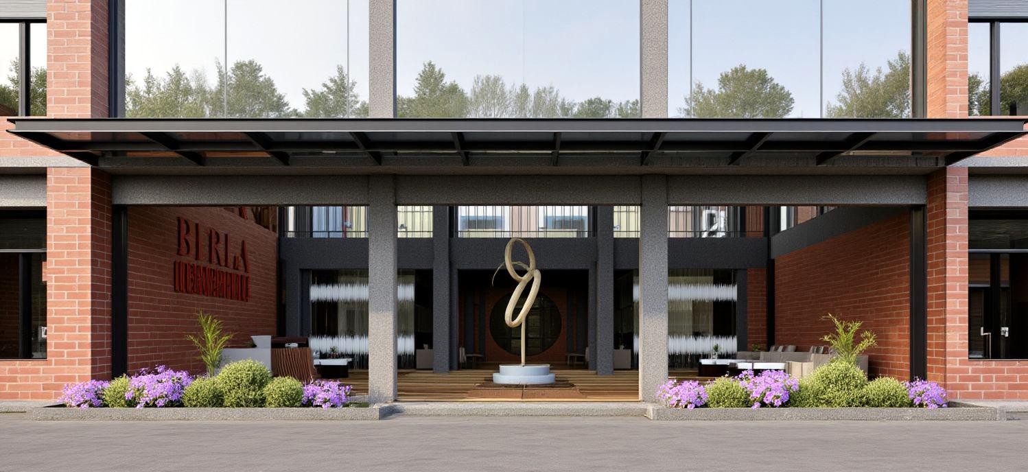 Main entrance of Birla Open Minds School in Coimbatore, constructed by Narpavi Property Developers Pvt Ltd