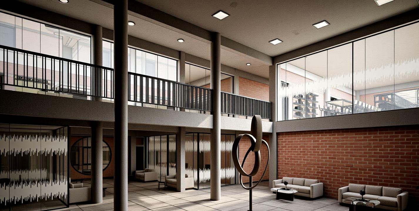 Modern school reception area at Birla Open Minds campus in Coimbatore, constructed by Narpavi Property Developers Pvt Ltd